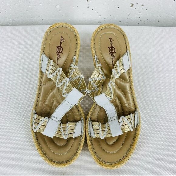 Born Crown size 8 White & Silver Sandal Heels - Picture 1 of 13